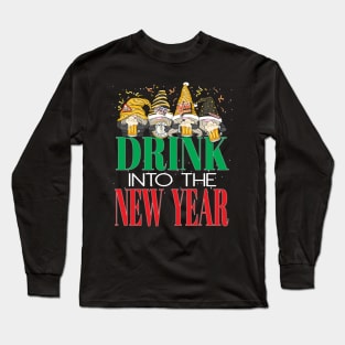 Fun Happy New Year's Eve Drink Into The New Year Gnome Party Long Sleeve T-Shirt